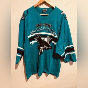 Team Rated Vintage 90s San Jose Sharks Single Stitch Cotton T-Shirt USA NHL Rare